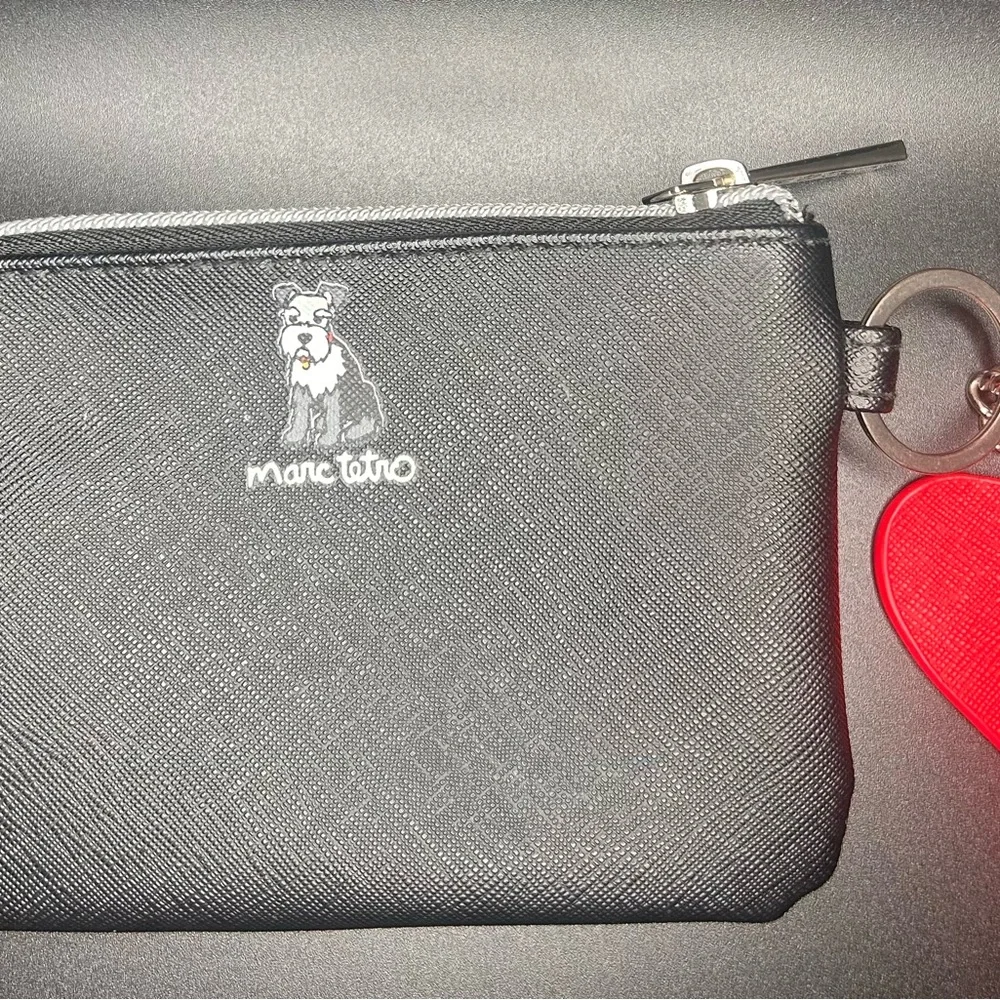 Marc Tetro Black Dog Print Coin Pouch‎ EUC